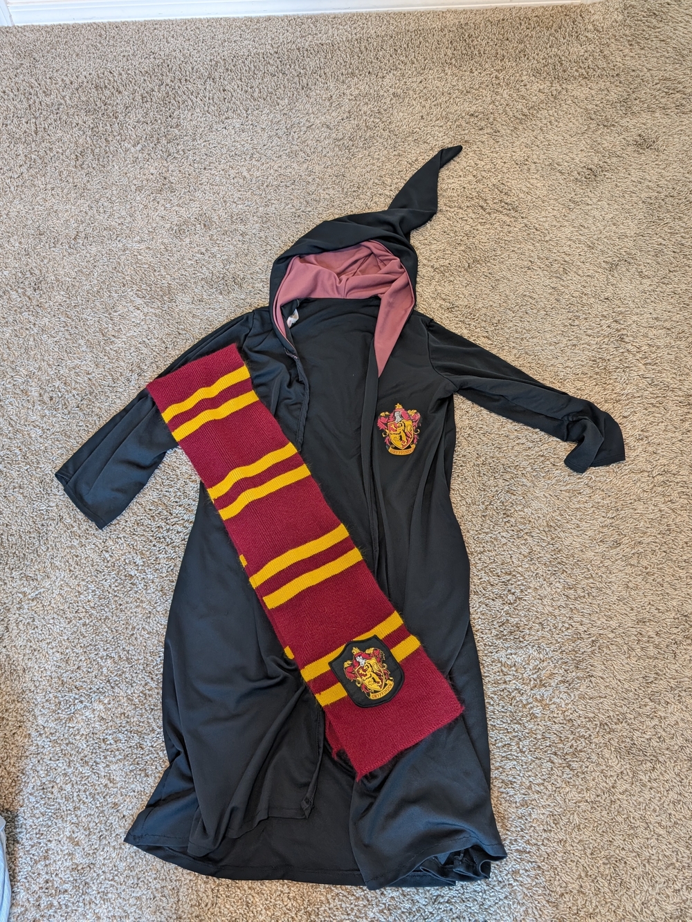 Gryffindor Kids Hooded Robe and Scarf Set - Black with Red/Gold Accent